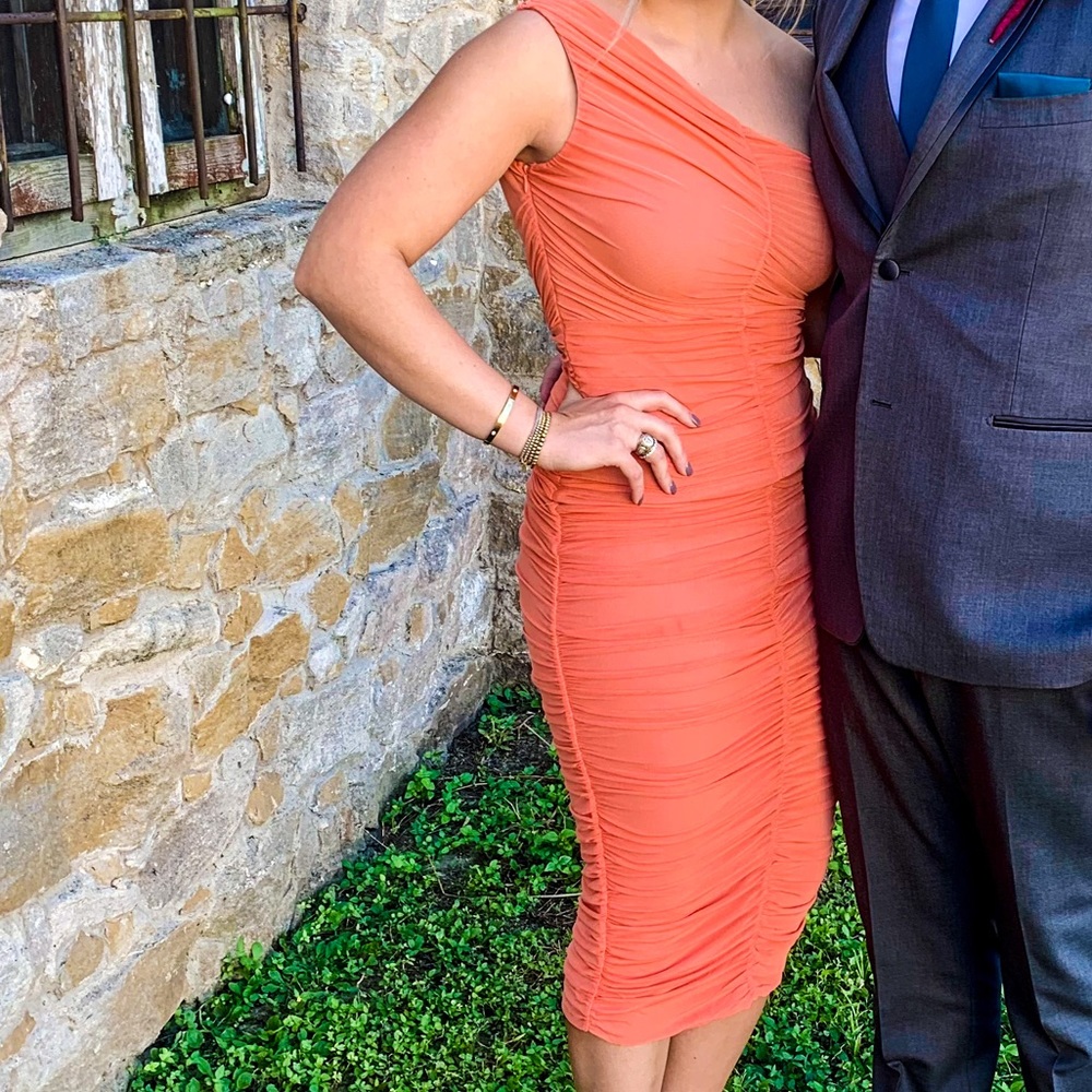 Coral One Shoulder Dress